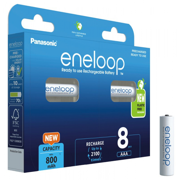 Panasonic Eneloop R03/AAA 800mAh x 8 piles rechargeables (blister) -  PilesMoinsCher